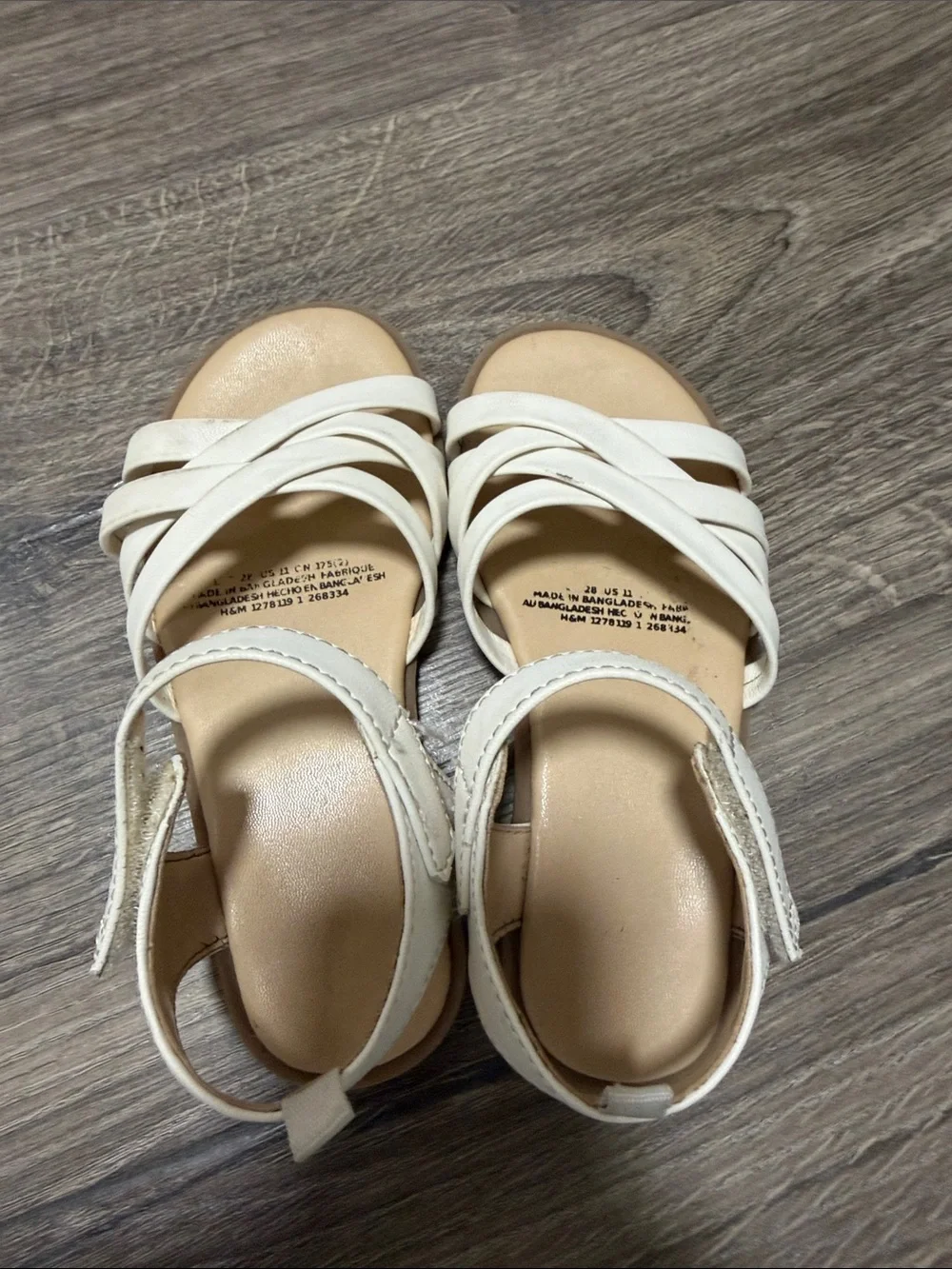 Girls H&M White Strappy Ankle Strap Sandals Size 11
